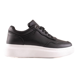 TRENDI Zapatillas casual de cuero ecológico negro