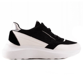 TRENDI Zapatillas de moda BLANCO Y NEGRO plata