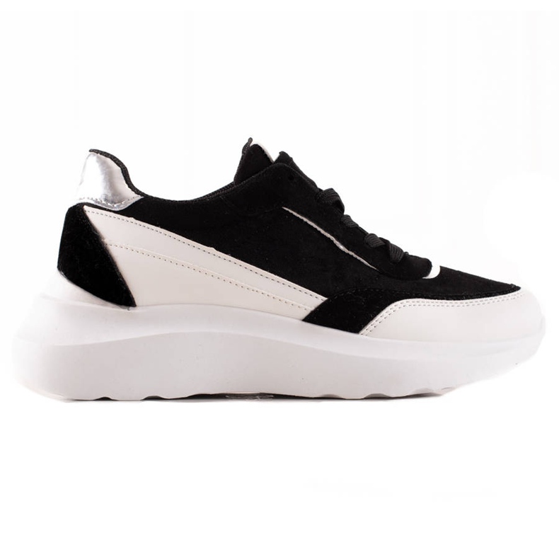 TRENDI Zapatillas de moda BLANCO Y NEGRO plata