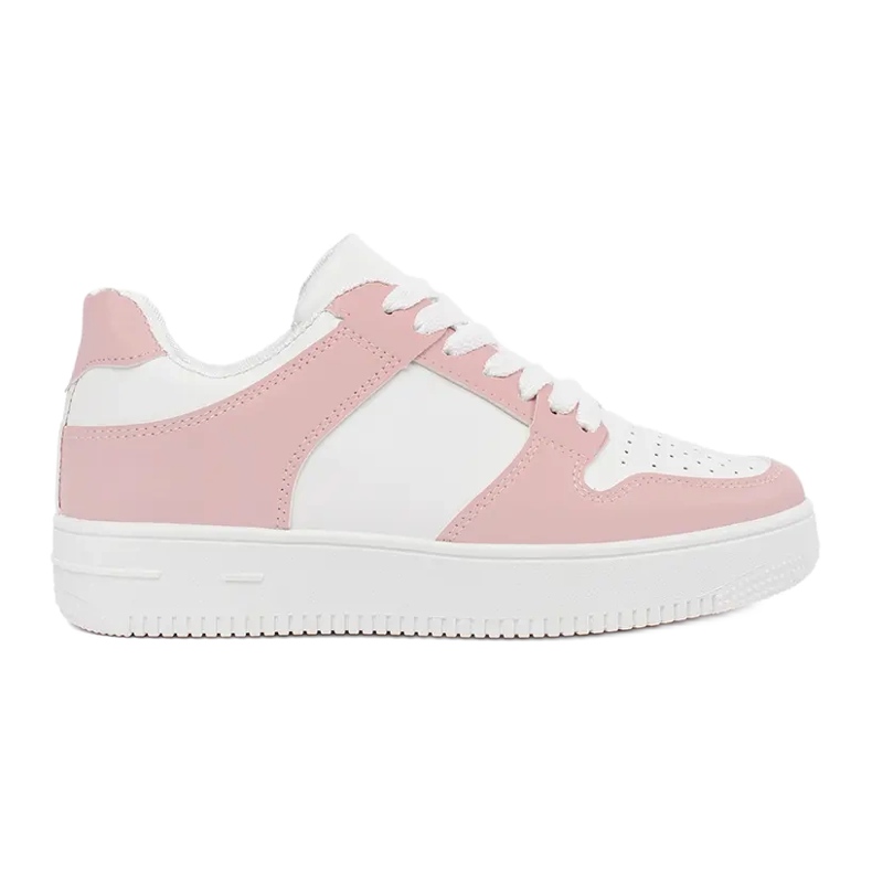 TRENDI Calzado deportivo de cuero ecológico blanco rosado
