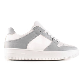 TRENDI Calzado deportivo de cuero ecológico blanco gris