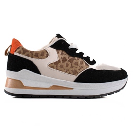 TRENDI Zapatillas con estilo en la plataforma beige marrón negro