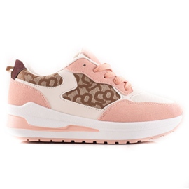 TRENDI Zapatillas con estilo en la plataforma beige marrón rosado