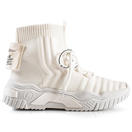 TRENDI Zapatillas de moda con calcetín. blanco