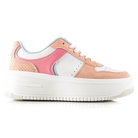 TRENDI Zapatillas de deporte de moda coloridas beige blanco azul rosado