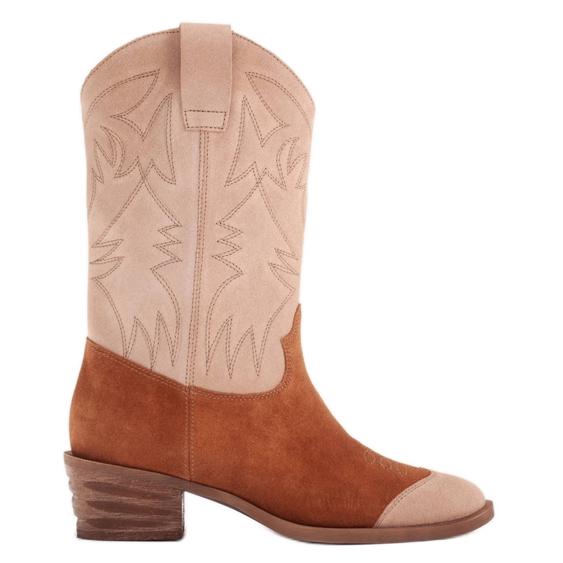 Marco Shoes Bota cowboy ante bordada 2205B-813-096-1 beige marrón
