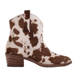 Marco Shoes Bota cowboy piel natural con pelo 2226B-1282-1 beige marrón