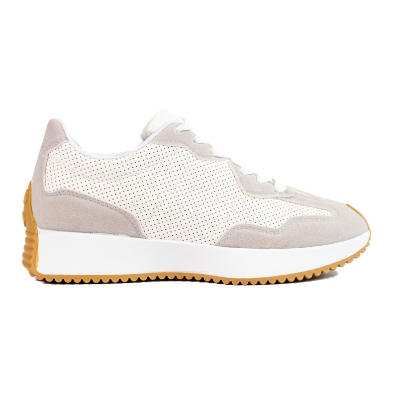 TRENDI Zapatos deportivos casuales en la plataforma beige blanco