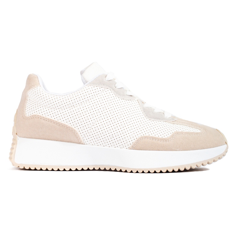TRENDI Zapatos deportivos casuales en la plataforma beige blanco gris