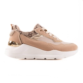TRENDI Zapatillas con estilo beige marrón dorado