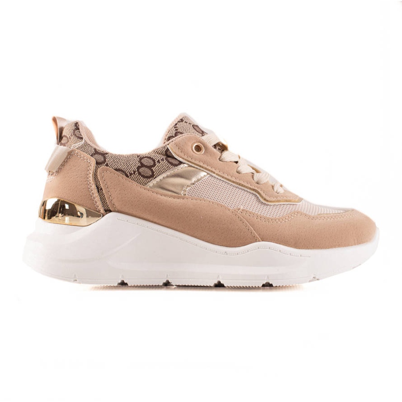 TRENDI Zapatillas con estilo beige marrón dorado