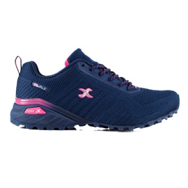 TRENDI Zapatos De Trekking Con Inserciones De Neón azul marino rosado