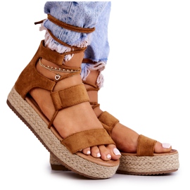 FB2 Alpargatas De Mujer Con Plataforma Atadas Con Fuerta Camel marrón