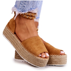 FB2 Sandalias Alpargatas En La Plataforma Camel Jeannie marrón amarillo