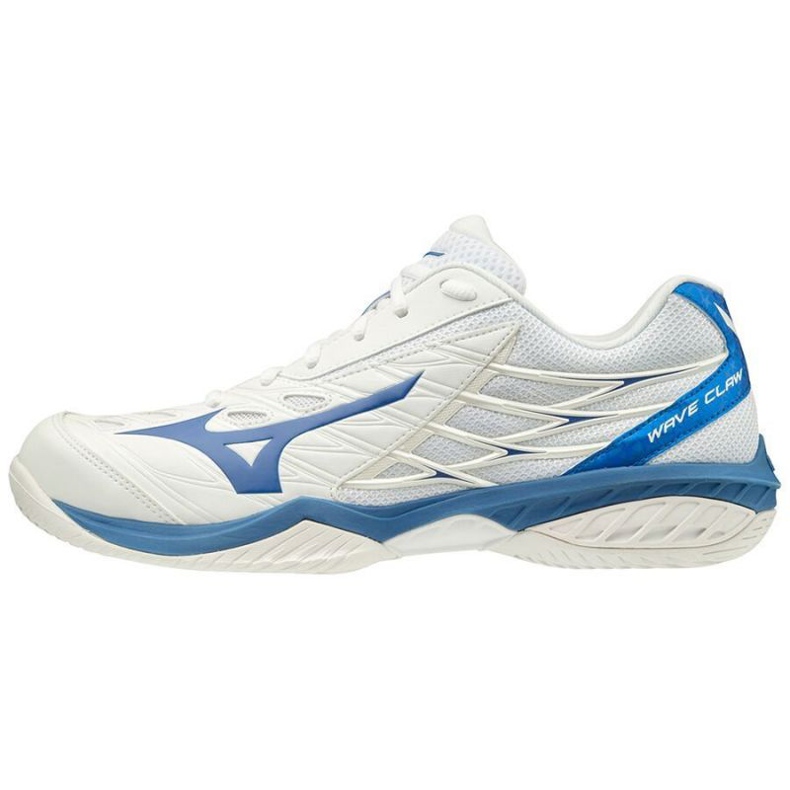 Zapatillas de bádminton de interior Mizuno Wave Claw M 71GA191524 blanco azul blanco Zapatillas de bádminton de interior Mizuno Wave Claw M 71GA191524 blanco azul blanco