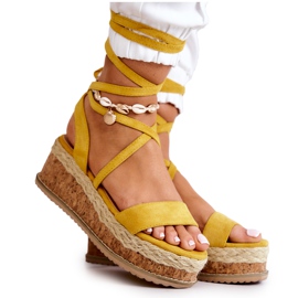 FB2 Alpargatas De Ante Con Cuña Sandalias Shanna Amarillo