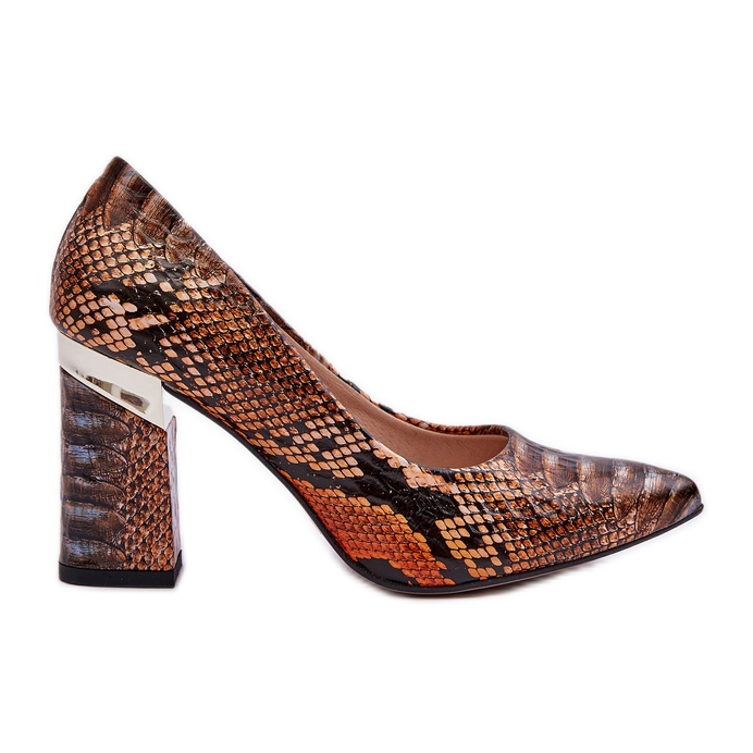 Lewski Shoes Salones en Piel Lewski Snake 3117 Naranja-Marrón
