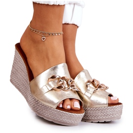 Lewski Shoes Chanclas Piel Cuña Lewski 3062 Dorado