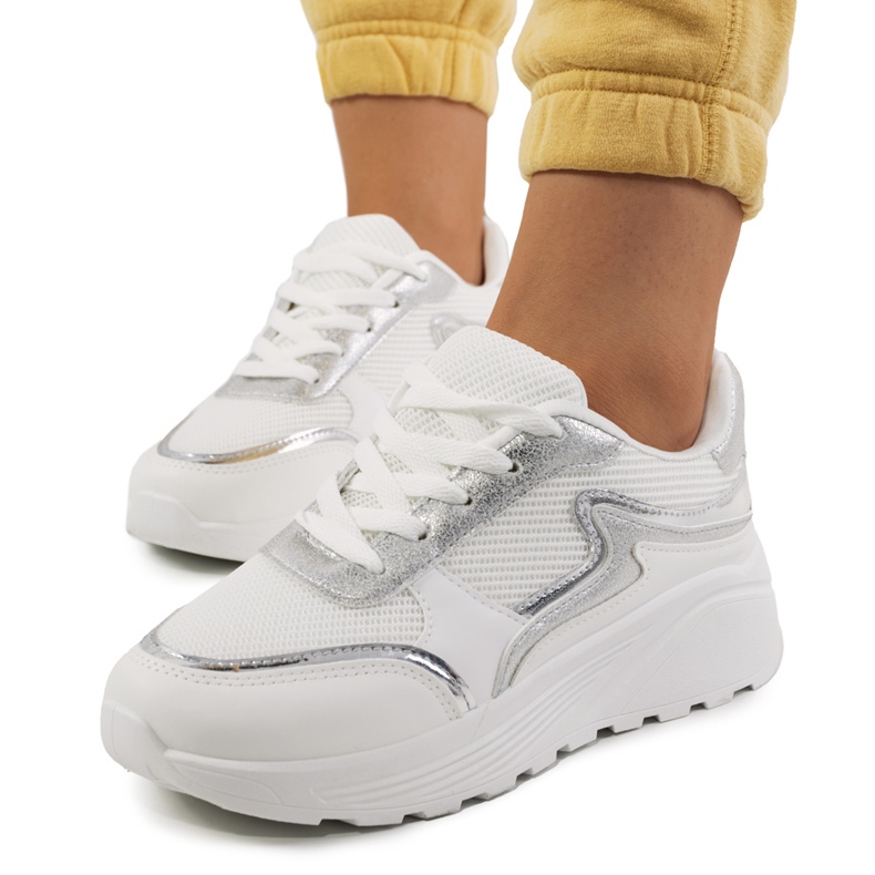 Deportivas blancas Basemat para mujer blanco plata Deportivas blancas Basemat para mujer blanco plata
