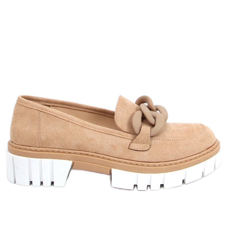 Mocasines de mujer con cadena Juni Khaki beige