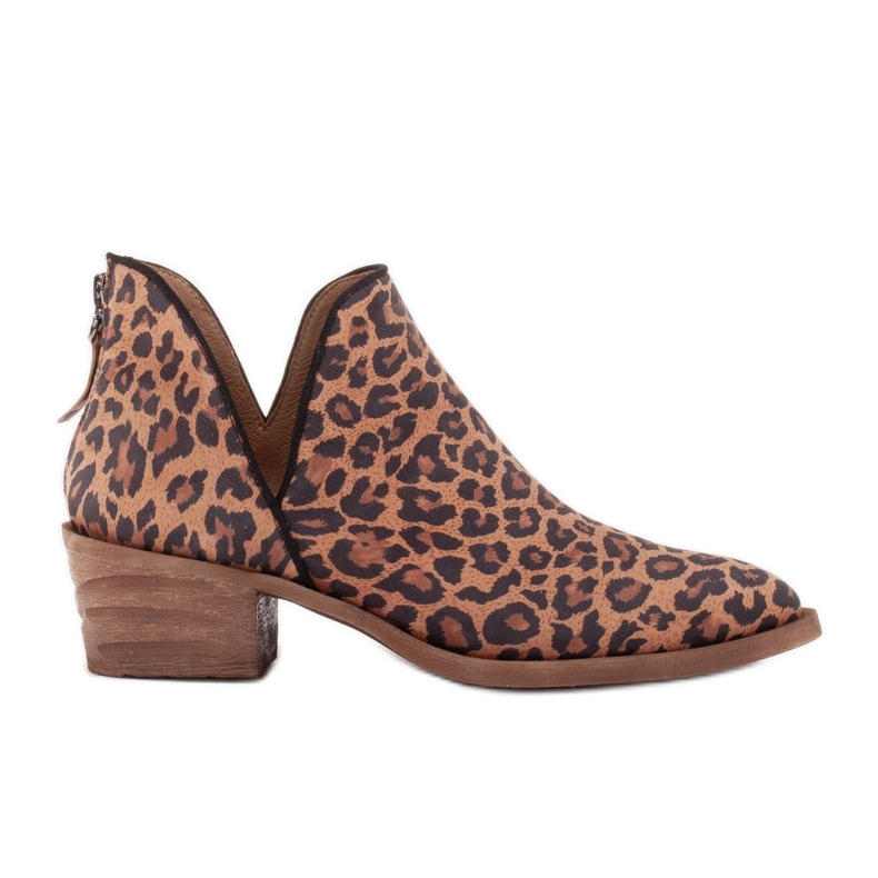 Marco Shoes Botas de piel genuina con corte en V 1954B-634-1 marrón