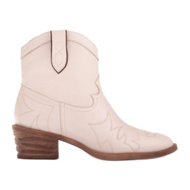 Marco Shoes Botas cowboy de piel con pespuntes decorativos 2188B-1278-042-1 beige
