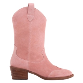 Marco Shoes Botas rosa de ante natural