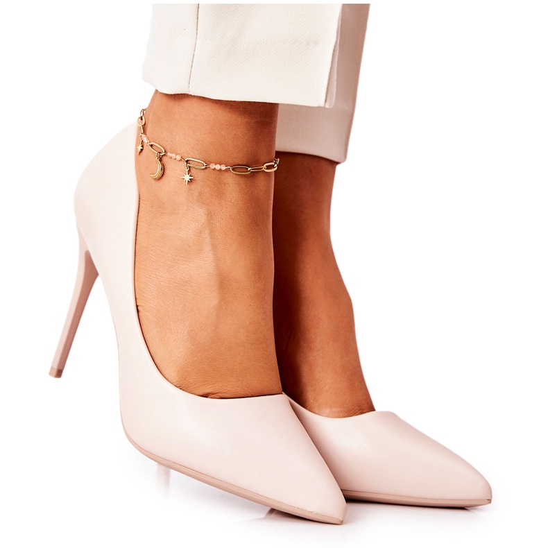 WS1 Stilettos de cuero en beige Spitz Hanne