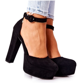 SEA De Mujer Zapatos De Salón Con Tacón Plataforma Ante Negro Netel