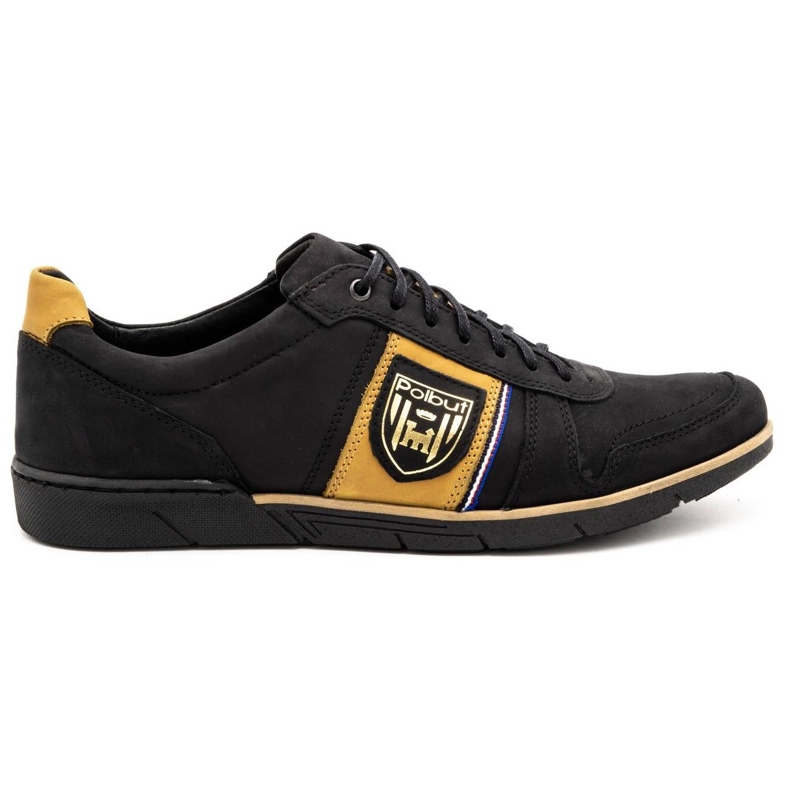 Polbut Zapatos casual hombre piel 2113 negro con jengibre amarillo