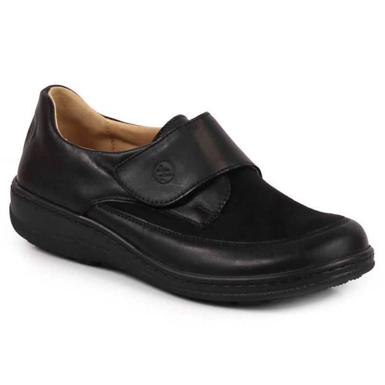 Zapatos de piel con velcro Helios W 395 negro