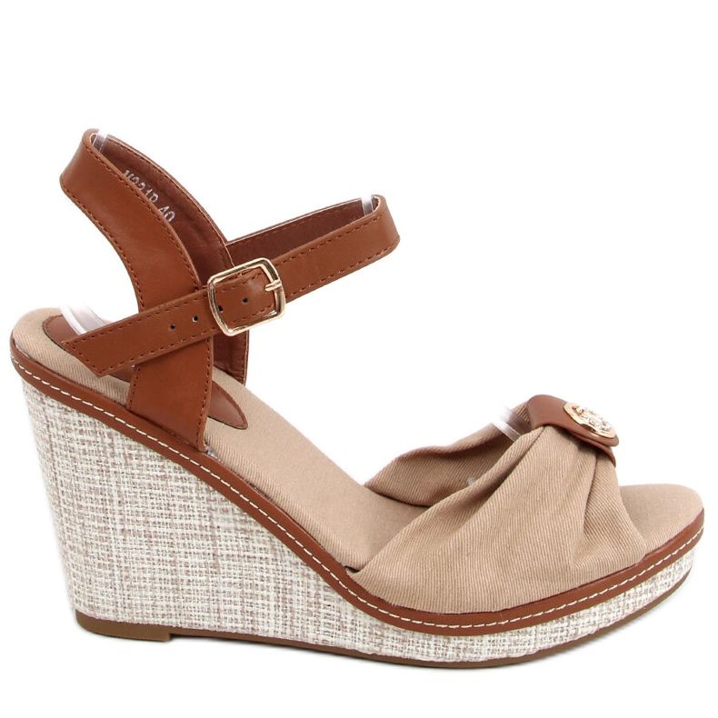 Sandalias con cuña Leyla Khaki beige marrón Sandalias con cuña Leyla Khaki beige marrón