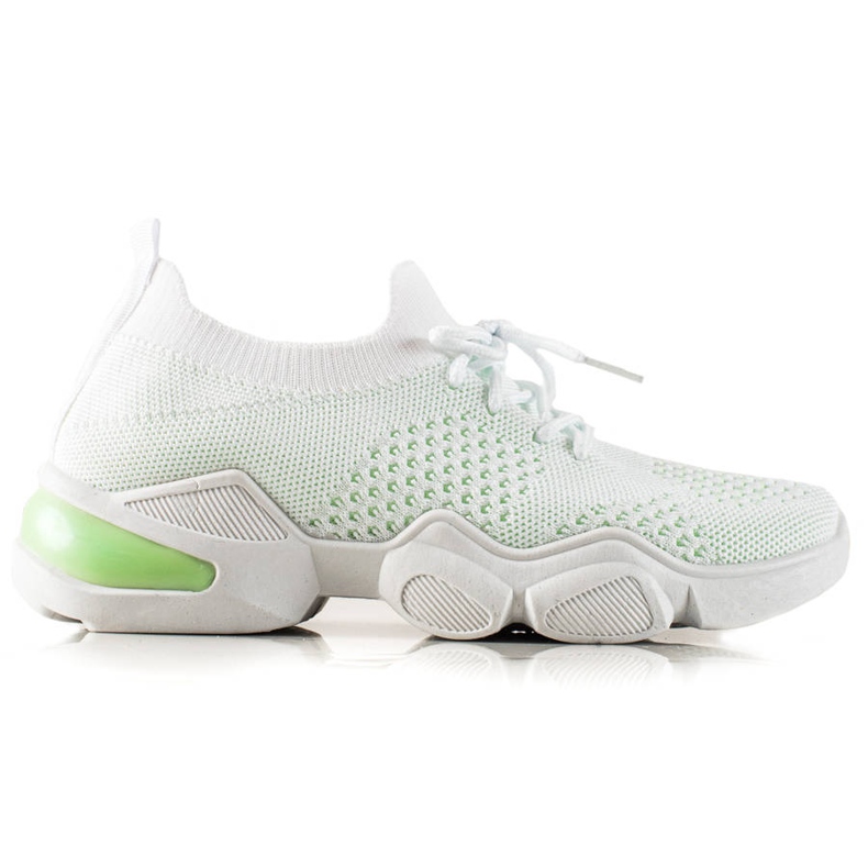 TRENDI Zapatillas blancas con cordones blanco verde