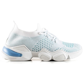 TRENDI Zapatillas blancas con cordones blanco azul