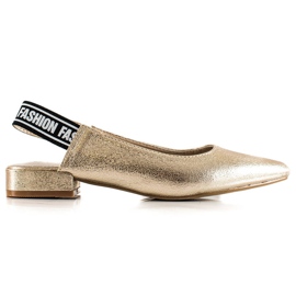 Goodin Zapatos de tacón con tacón descubierto dorado