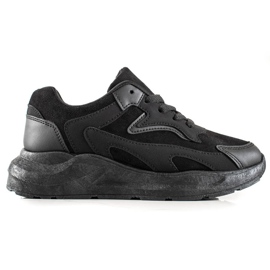 TRENDI Zapatillas de gamuza negro