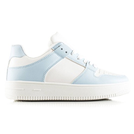 TRENDI Calzado deportivo de cuero ecológico blanco azul