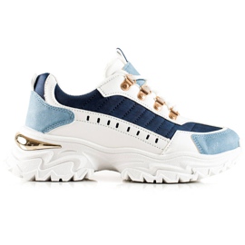 TRENDI Zapatillas coloridas con estilo blanco azul