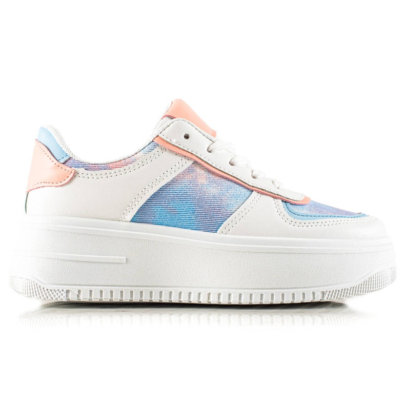 TRENDI Zapatillas blancas en una plataforma ancha blanco multicolor