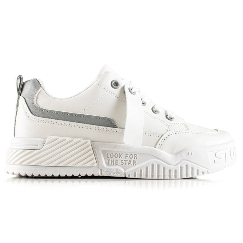 TRENDI Zapatillas con moda de cuero ecológico blanco