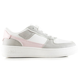 TRENDI Zapatillas clásicas en la plataforma blanco rosa gris