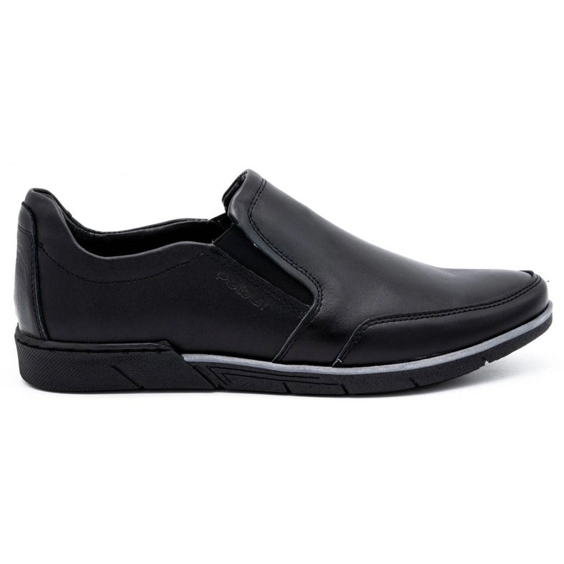 Polbut Slip on de hombre negro 2115 zapatos de cuero