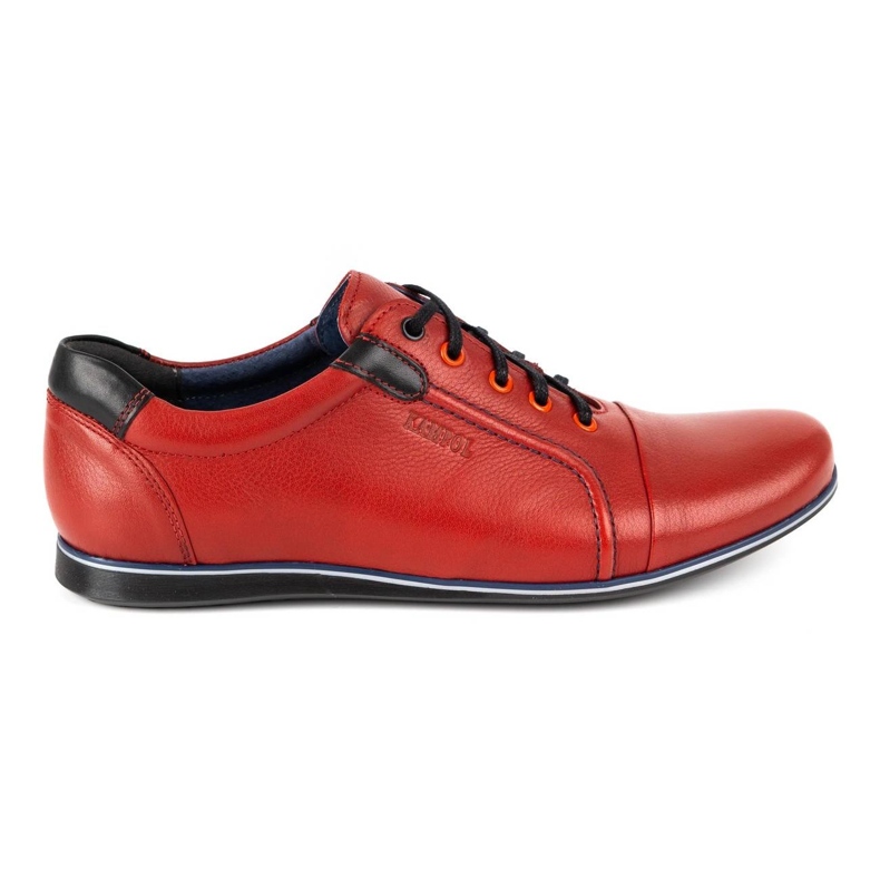 Kampol Zapatos casuales de cuero para hombres 39 / 39KAM rojo