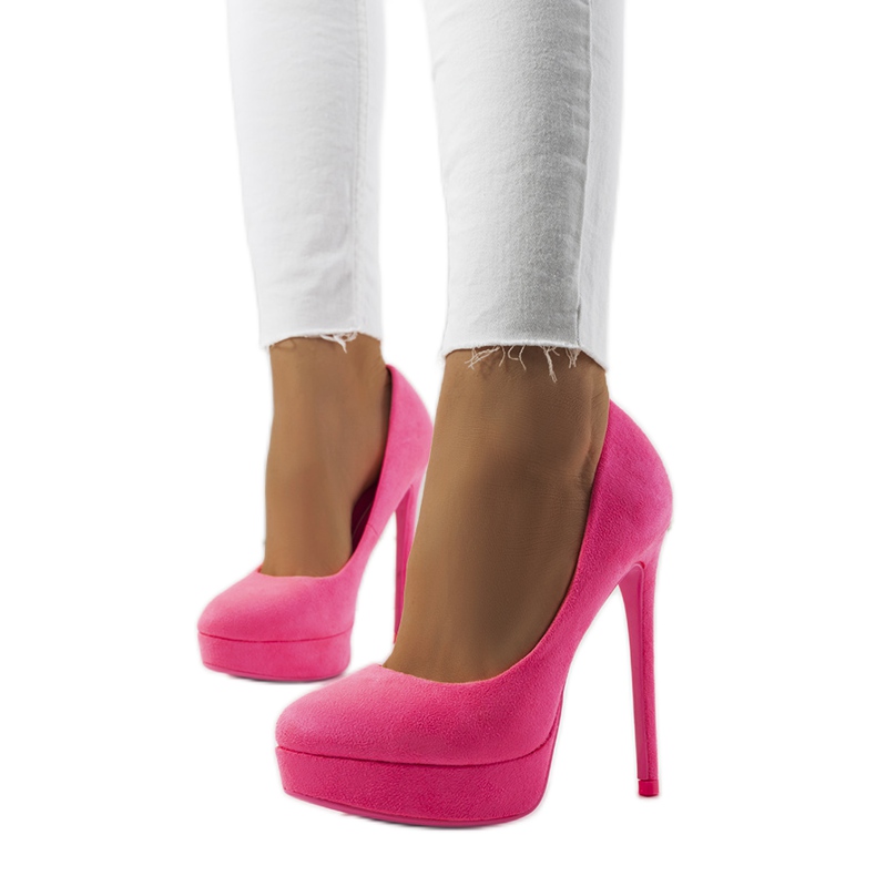 Zapatos de salón rosa neón con tacón de aguja Lorine rosado