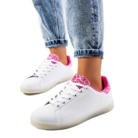 Deportivas blancas y rosas con luces led Alfaro blanco