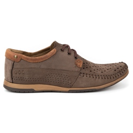 KOMODO Zapatos hombre, mocasines de piel 875 marrón verano