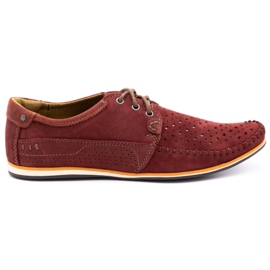 KOMODO Zapatos hombre piel mocasines 875 verano burdeos rojo