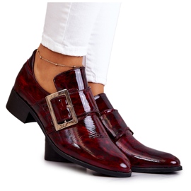 PA2 Zapatos charol con hebilla Burdeos Taliya rojo