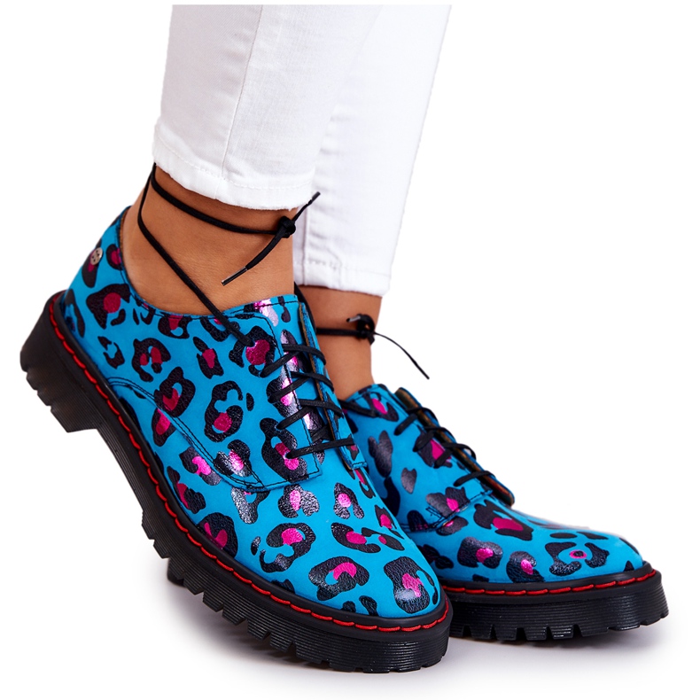 Oxfords Mujer Maciejka 04087-47 Zapatos de Cuero Azul multicolor