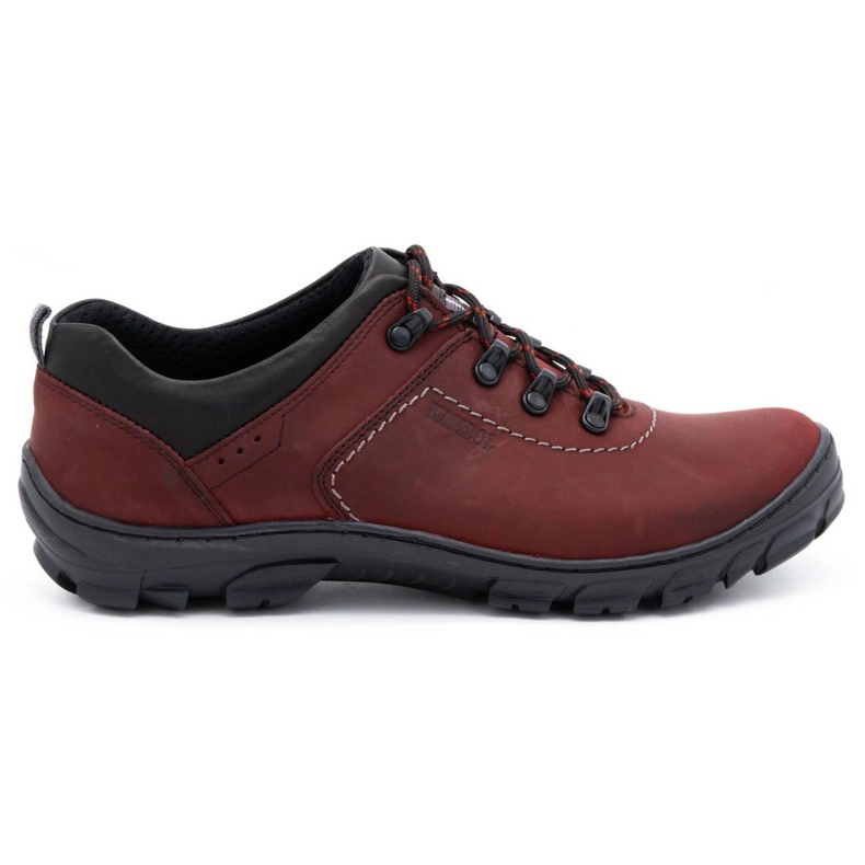 Kampol Zapatos trekking hombre piel 36 burdeos rojo